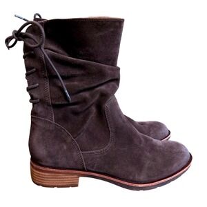 Sofft Aqua Sharnell Chocolate Suede Laced Back Zip Up Waterproof Ankle Boots 9